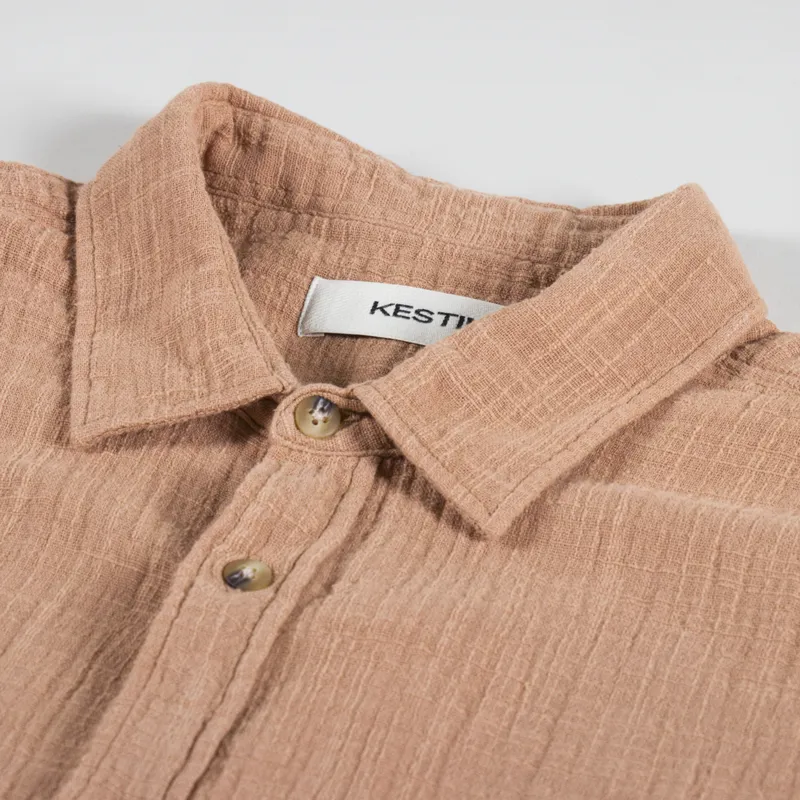 Kestin Aberlady Shirt Terracotta Textured Cotton-2