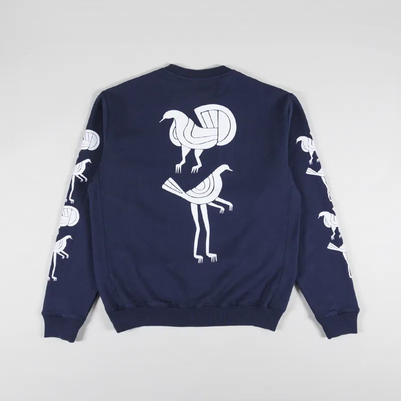 By Parra Mens Fancy Pigeon Crewneck Sweatshirt Midnight Blue