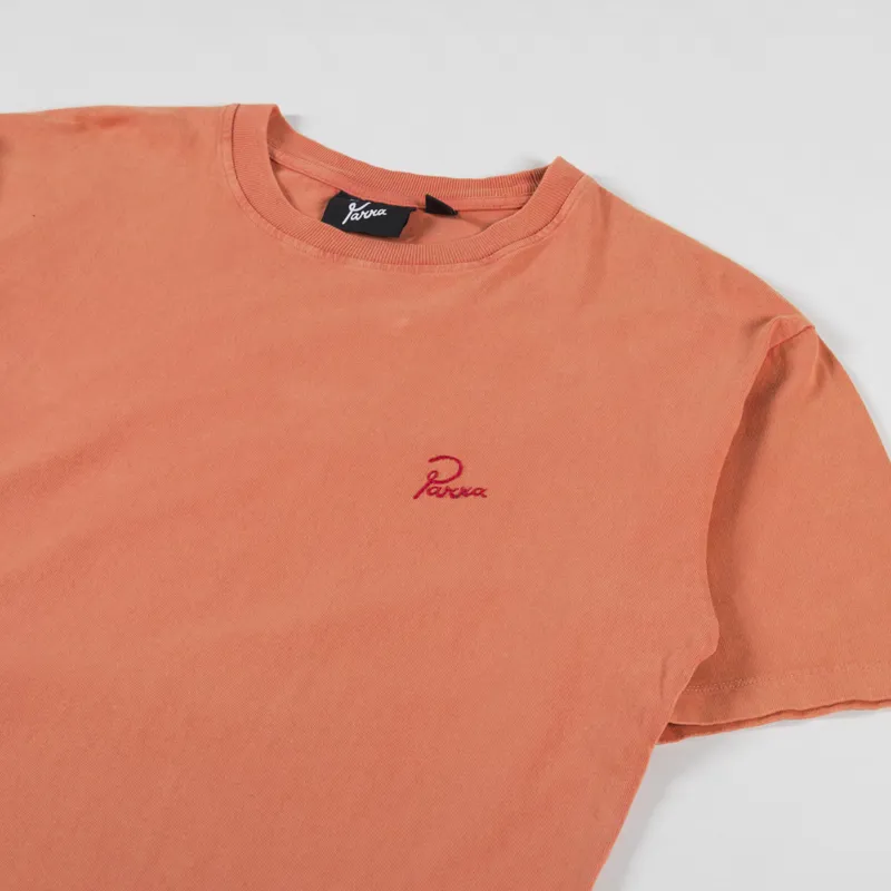 By Parra Script Logo T Shirt Washed Tangerine-1