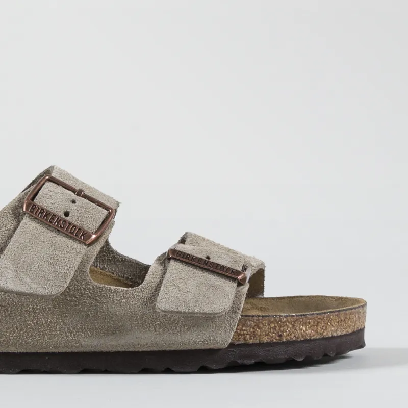 Birkenstock Womens Arizona Suede Leather Narrow Fit Sandals Taupe-5
