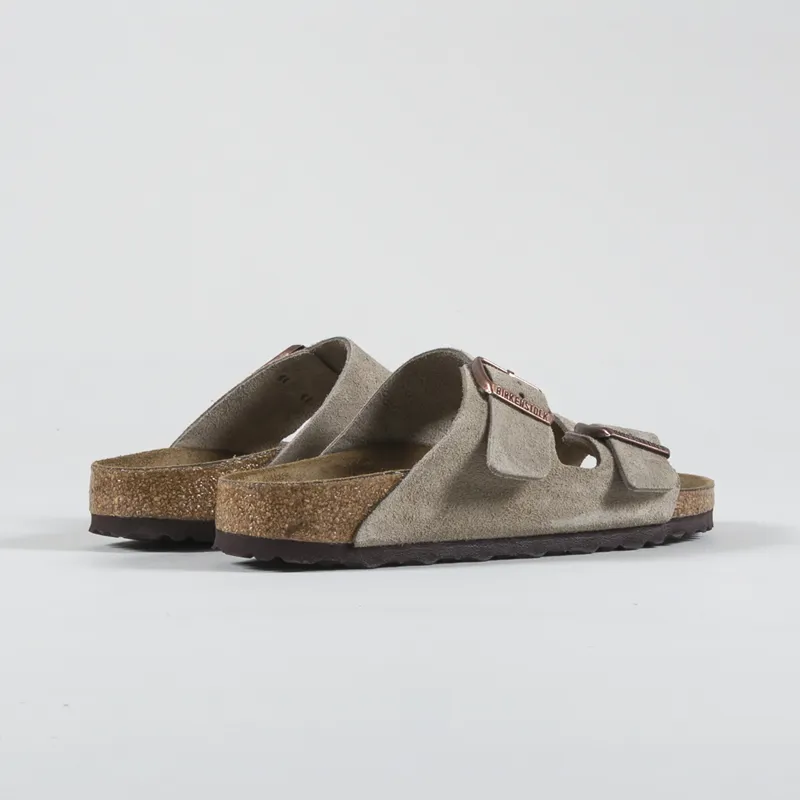Birkenstock Womens Arizona Suede Leather Narrow Fit Sandals Taupe-1