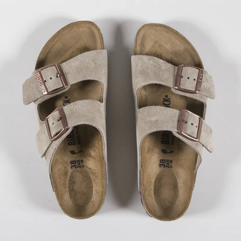 Birkenstock Womens Arizona Suede Leather Narrow Fit Sandals Taupe-6
