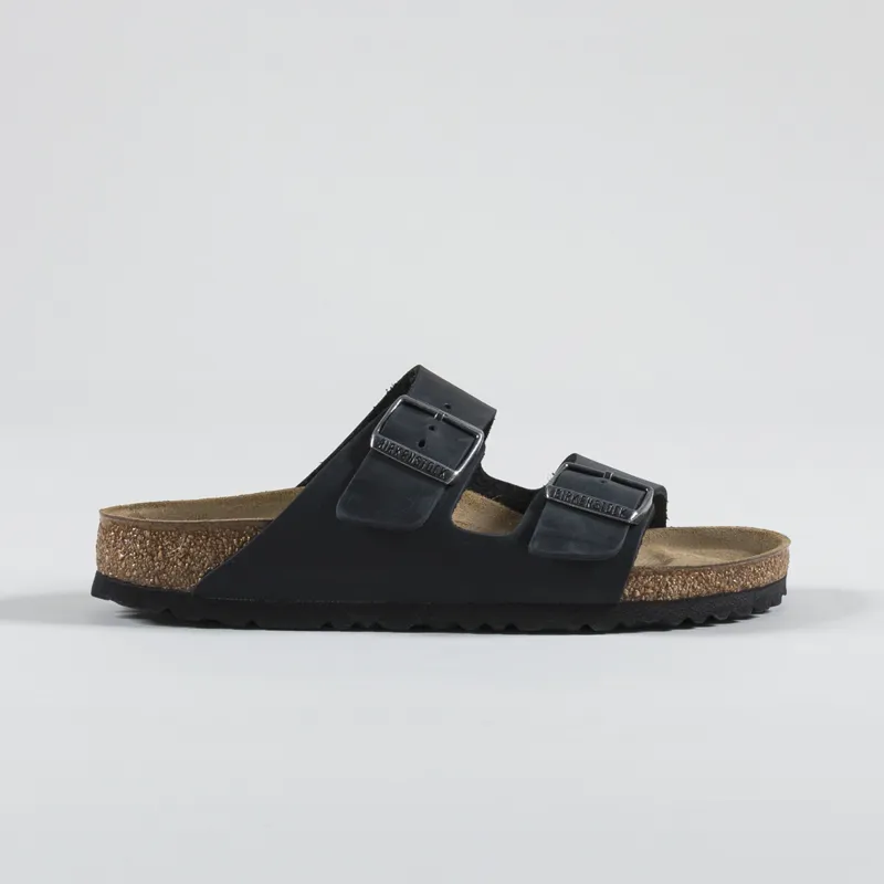 Birkenstock Womens Arizona Oiled Leather Narrow Fit Sandals Black-2