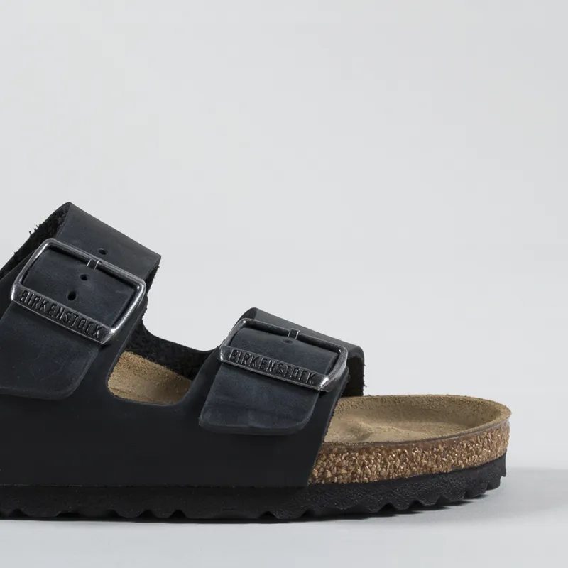 Birkenstock Womens Arizona Oiled Leather Narrow Fit Sandals Black-6