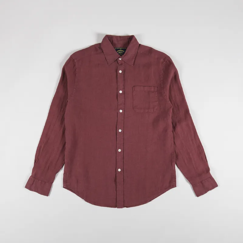 Portuguese Flannel Linen Shirt Bordeaux