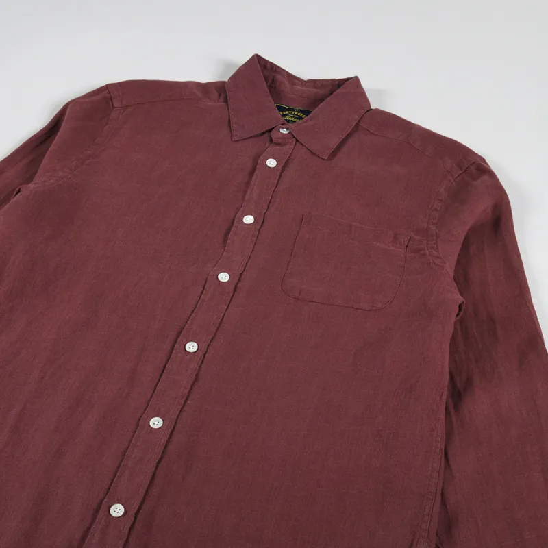 Portuguese Flannel Linen Shirt Bordeaux-2
