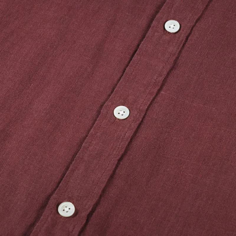 Portuguese Flannel Linen Shirt Bordeaux-5