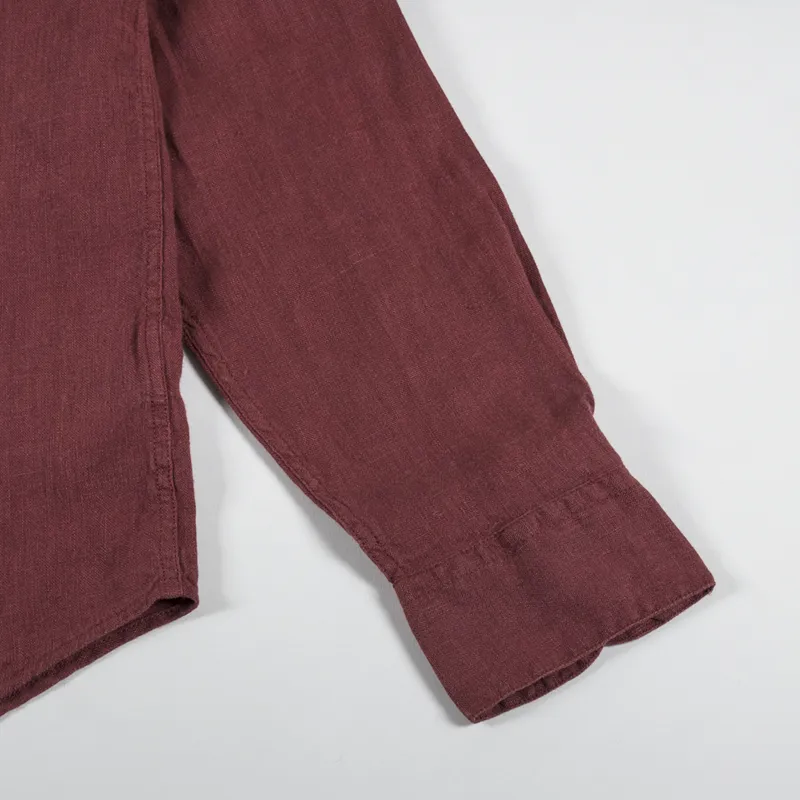 Portuguese Flannel Linen Shirt Bordeaux-6