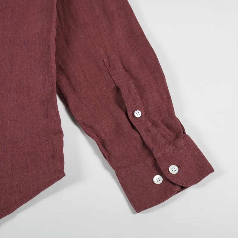 Portuguese Flannel Linen Shirt Bordeaux-7