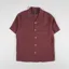 Portuguese Flannel Linen Camp Collar Shirt Bordeaux 