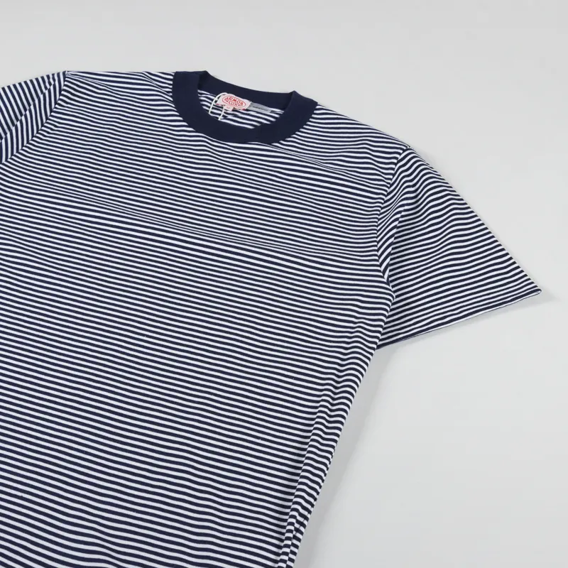 Armor Lux Heritage Stripe T Shirt Marine Deep Milk-1
