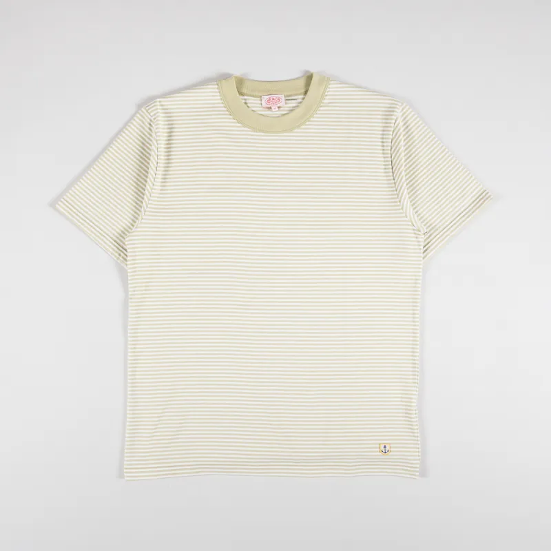 Armor Lux Heritage Stripe T Shirt Pale Olive Milk