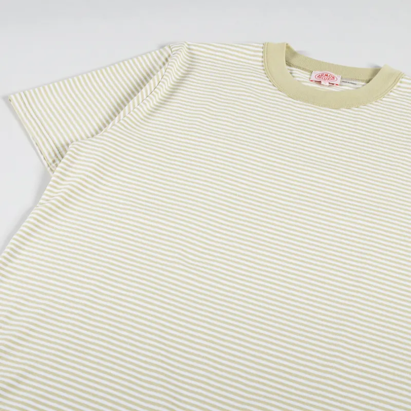 Armor Lux Heritage Stripe T Shirt Pale Olive Milk-1