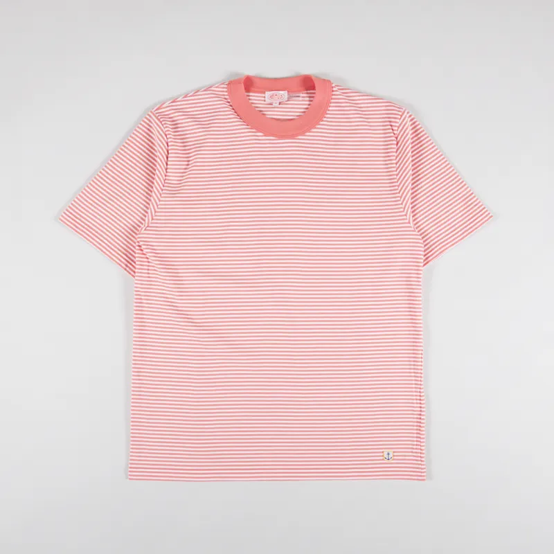 Armor Lux Heritage Stripe T Shirt Coral Milk