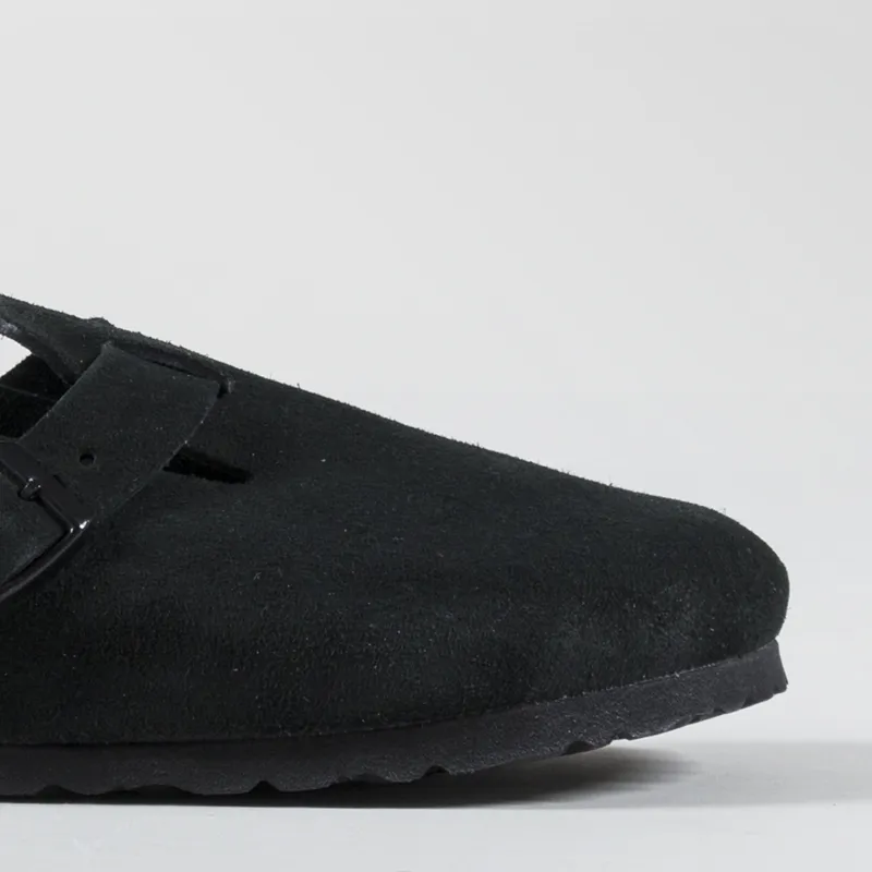 Birkenstock Womens Boston Soft Footbed Narrow Fit Sandals Suede Black-5