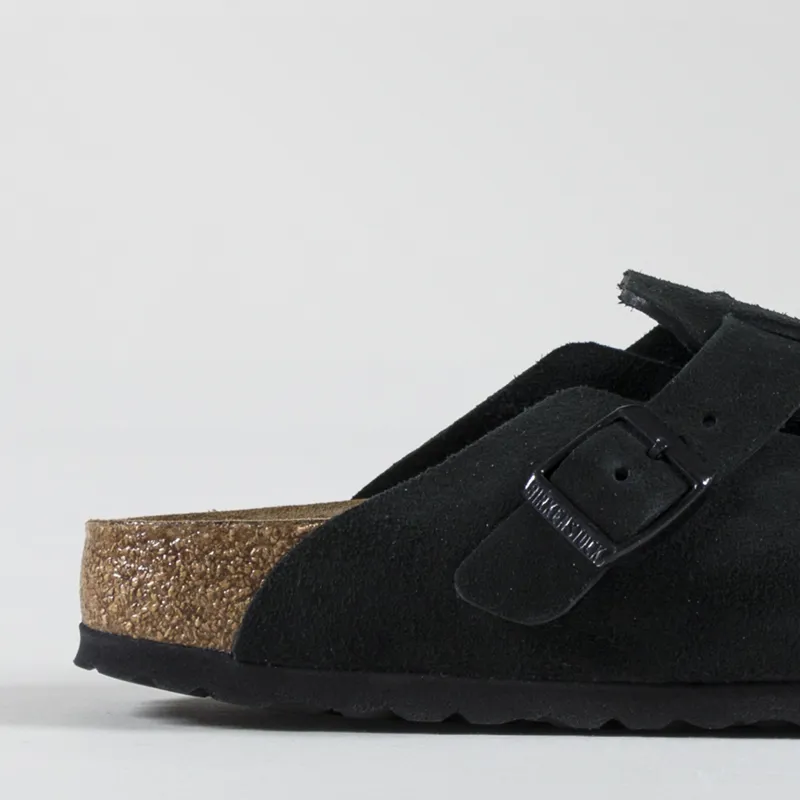 Birkenstock Womens Boston Soft Footbed Narrow Fit Sandals Suede Black-4