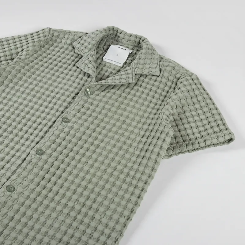 Oas Cuba Waffle Shirt Dusty Green-1