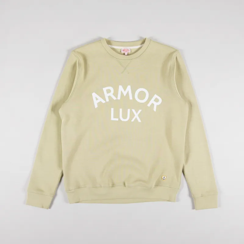 Armor Lux Organic Logo Crew Sweat Pale Olive Heritage