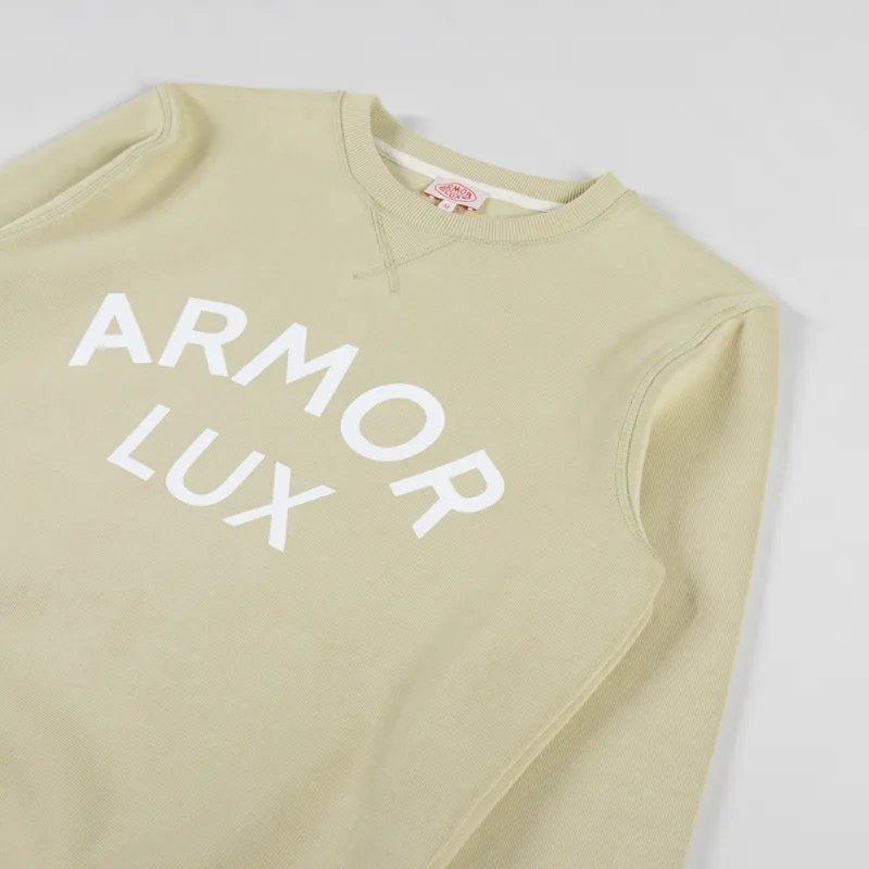 Armor Lux Organic Logo Crew Sweat Pale Olive Heritage-2