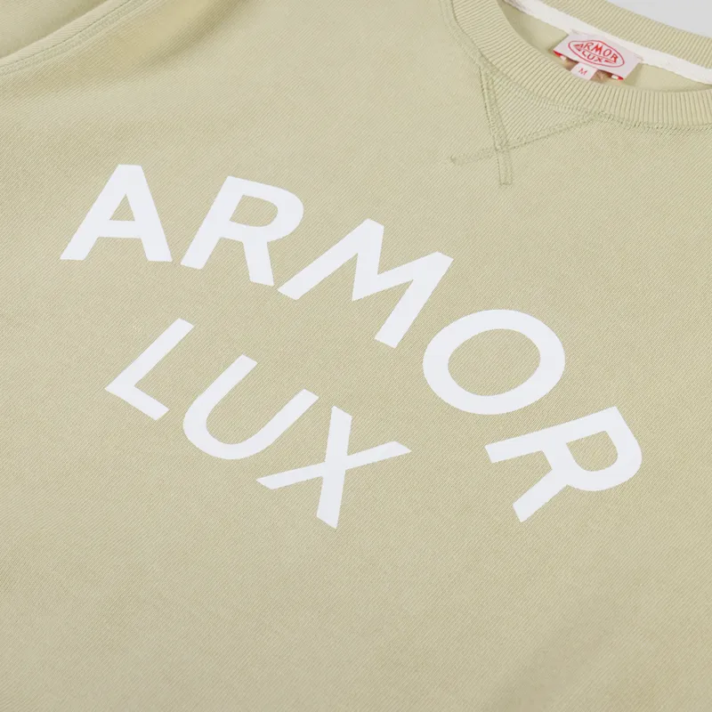 Armor Lux Organic Logo Crew Sweat Pale Olive Heritage-4
