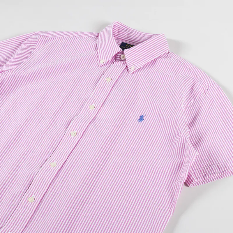 Polo Ralph Lauren Striped Seersucker Shirt Rose White-1