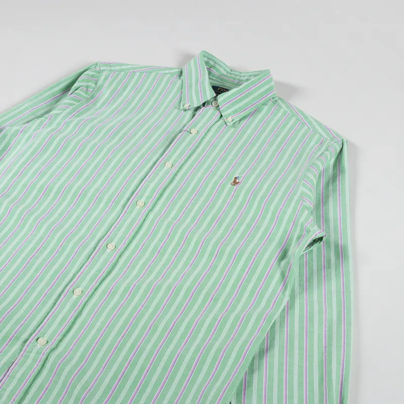 Polo Ralph Lauren Striped Oxford Shirt Green Pink Multi-2