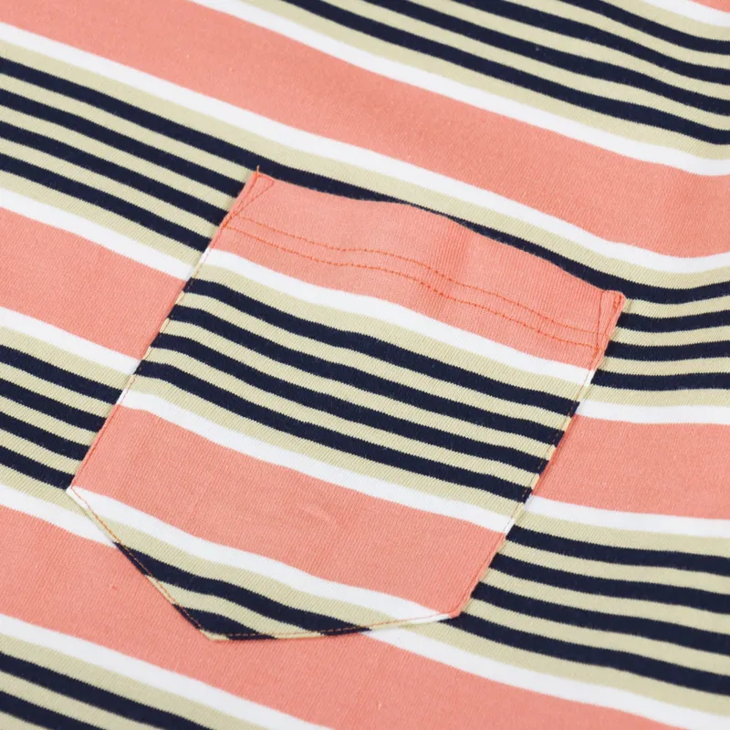 Armor Lux Heritage Stripe Pocket T Shirt Coral Olive Marine-2