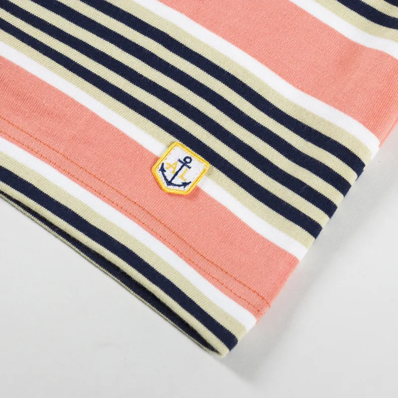 Armor Lux Heritage Stripe Pocket T Shirt Coral Olive Marine-3
