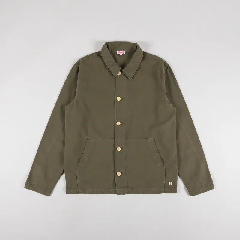 Armor Lux Mens Fisherman Overshirt Button Jacket Army Green