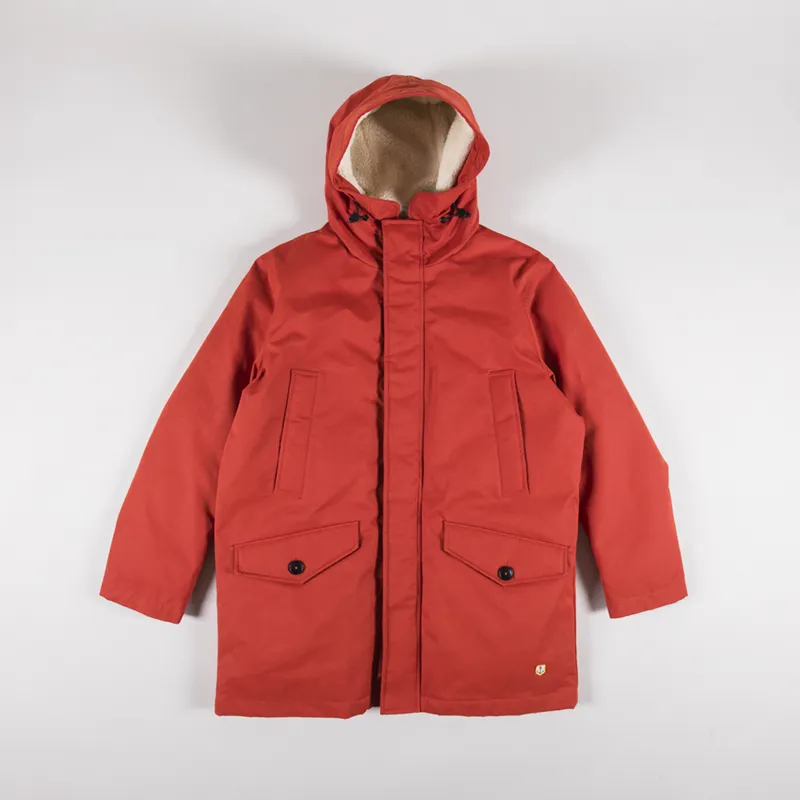 Armor Lux Mens Lined Heritage Parka Coat Jacket Red Tajine