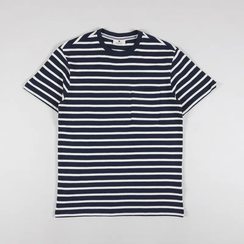 Anerkjendt Akkikki Stripe T Shirt Dark Navy