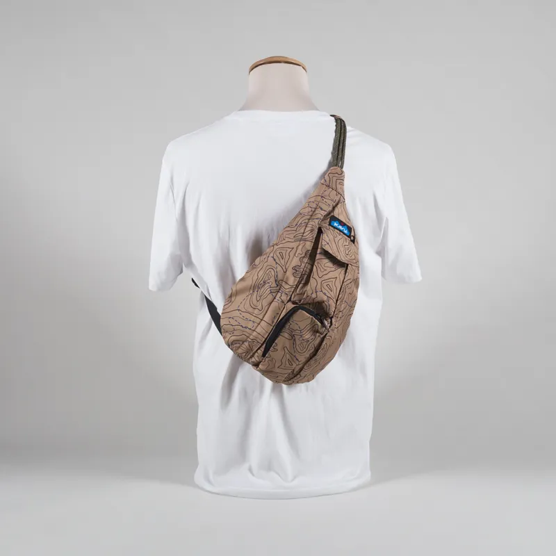 thumbnail image 2 of KAVU Original Rope Sack Sling Backpack - Topo Smash Pattern, 10L Capacity, Adjustable Rope Strap 2 of 12