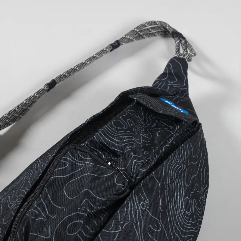 Kavu Womens Mini Rope Sling Shoulder Bag Black Topo Pattern