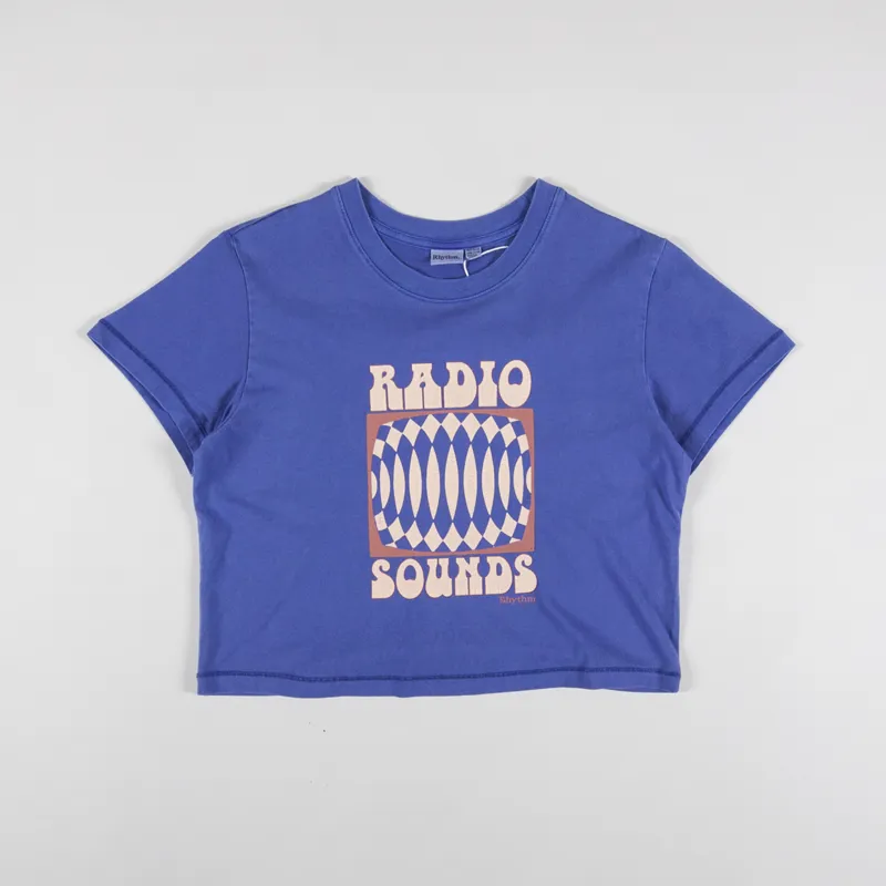 Rhythm Womens Interrupted Vintage Crop T Shirt Cobalt