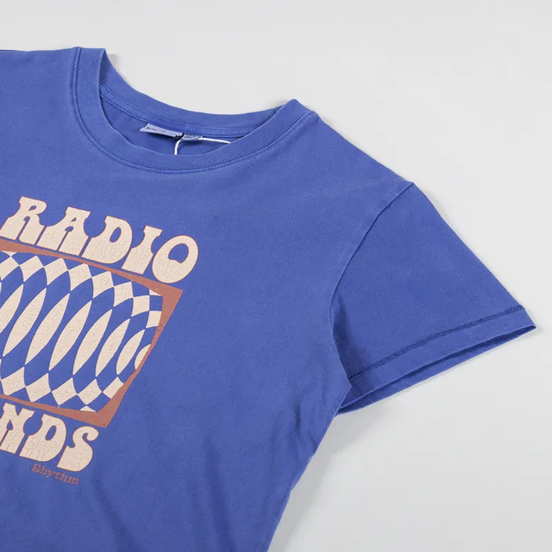 Rhythm Womens Interrupted Vintage Crop T Shirt Cobalt-5
