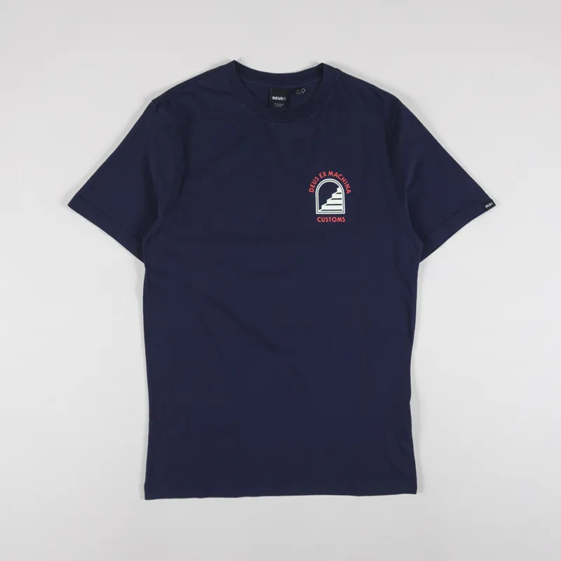 Deus Ex Machina Stairway T Shirt Navy-1