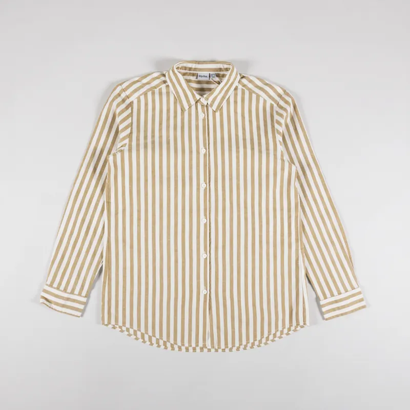 Rhythm Womens Goodtimes Stripe Long Sleeve Shirt Camel