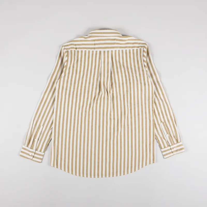 Rhythm Womens Goodtimes Stripe Long Sleeve Shirt Camel-6