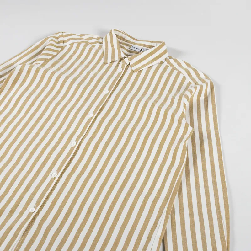 Rhythm Womens Goodtimes Stripe Long Sleeve Shirt Camel-7