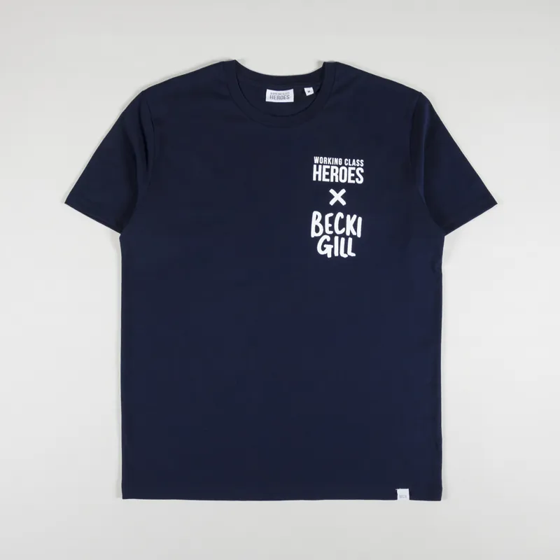 Working Class Heroes X Becki Gill T Shirt Navy-1