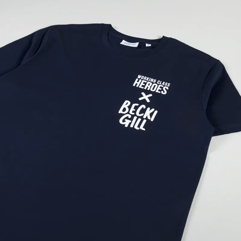 Working Class Heroes X Becki Gill T Shirt Navy-2