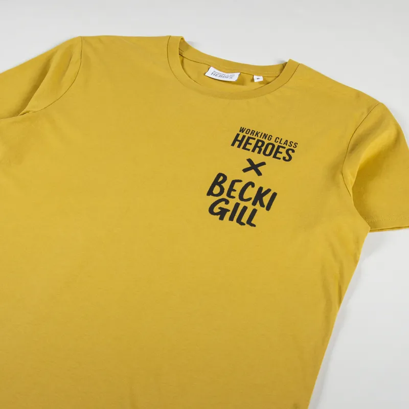 Working Class Heroes X Becki Gill Regular Fit T Shirt Ochre-2
