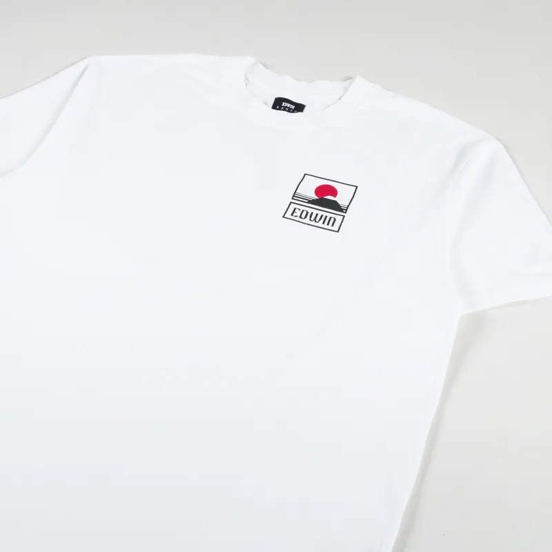 Edwin Mens Sunset On Mt Fuji Graphic Short Sleeve T Shirt White