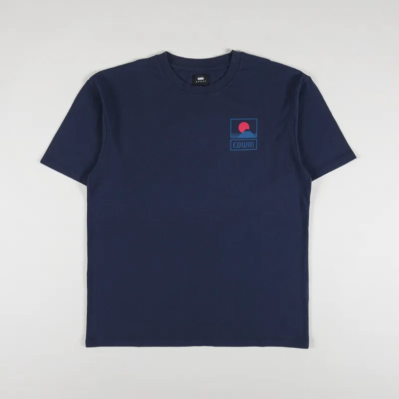 Edwin Sunset On Mt Fuji T Shirt Navy Blazer