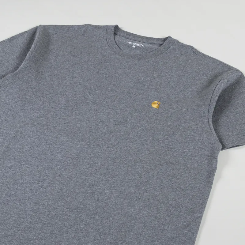 Carhartt WIP Chase T Shirt Dark Grey Heather Gold-1