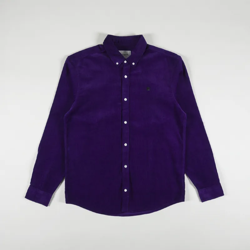 Carhartt WIP Long Sleeve Madison Fine Cord Shirt Tyrian Black