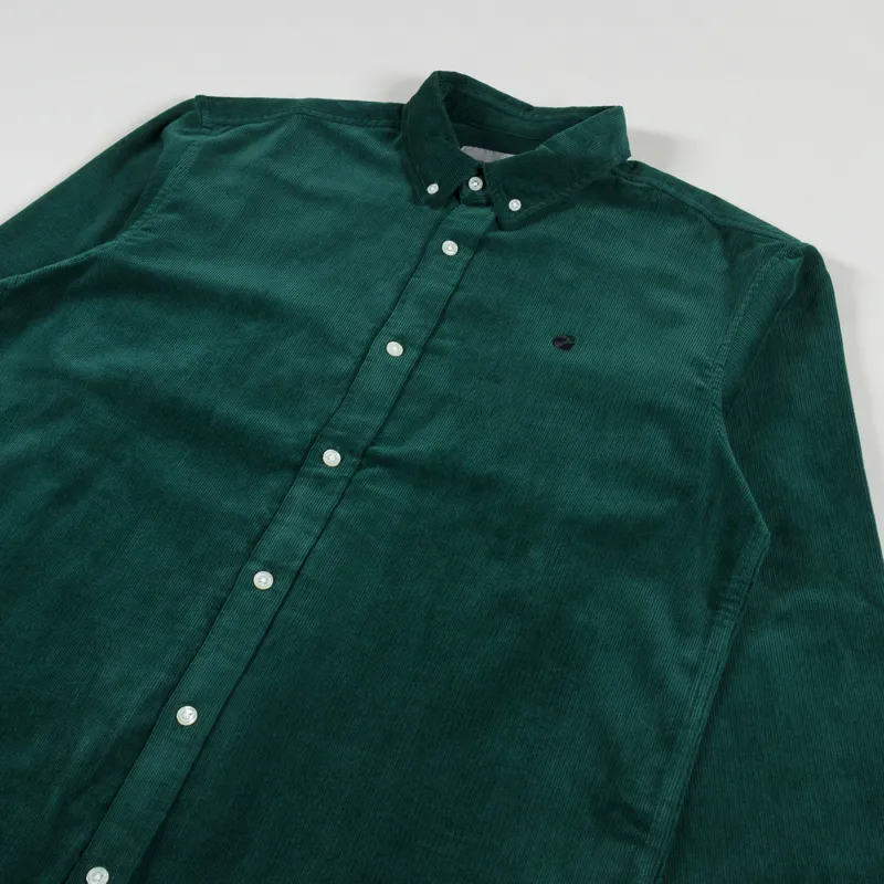 Carhartt WIP Long Sleeve Madison Fine Cord Shirt Chervil Black-2