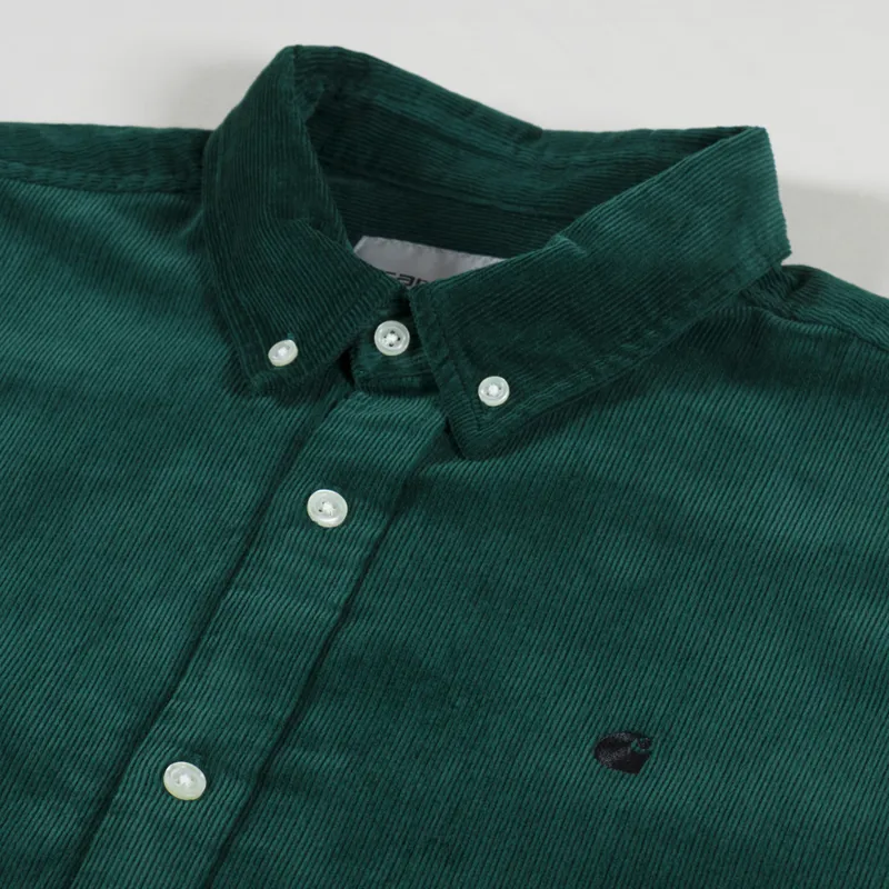 Carhartt WIP Long Sleeve Madison Fine Cord Shirt Chervil Black-4