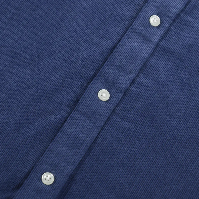 Carhartt WIP Long Sleeve Madison Fine Cord Shirt Hudson Blue Black-8