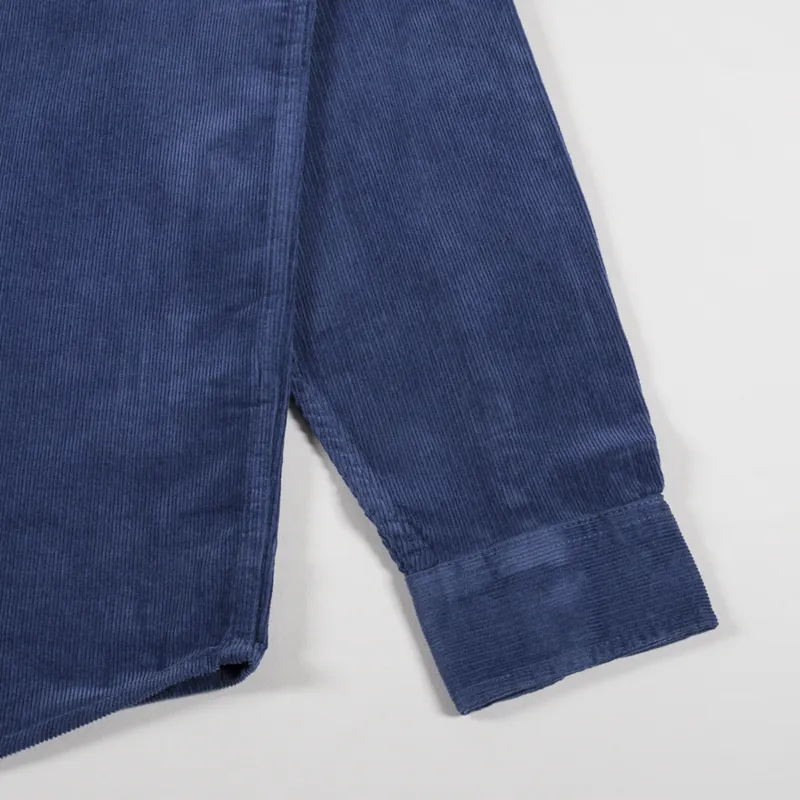 Carhartt WIP Long Sleeve Madison Fine Cord Shirt Hudson Blue Black-6